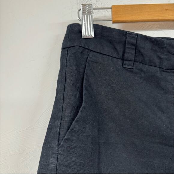 J Crew Black Linen Scalloped Hem Chino Shorts Dressy Shorts Womens 0 Preppy - Picture 5 of 9